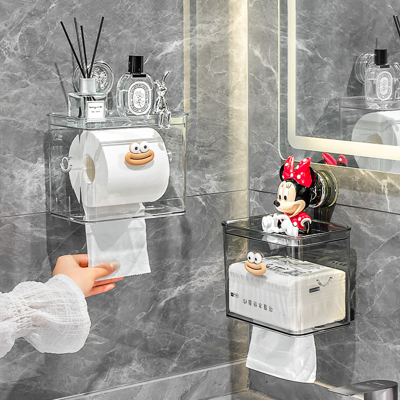 吸盘纸巾盒卫生间厕纸盒浴室抽纸盒放卷纸置N物架免打孔防水壁挂