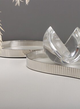 不锈钢创c意脚掌皮革桌面托盘摆件客厅餐酒店柜台样板房间软装饰