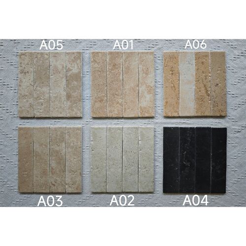 手工砖60X250莱姆石瓷砖文化石复F古长条小砖吧台餐厅厨房酒吧墙