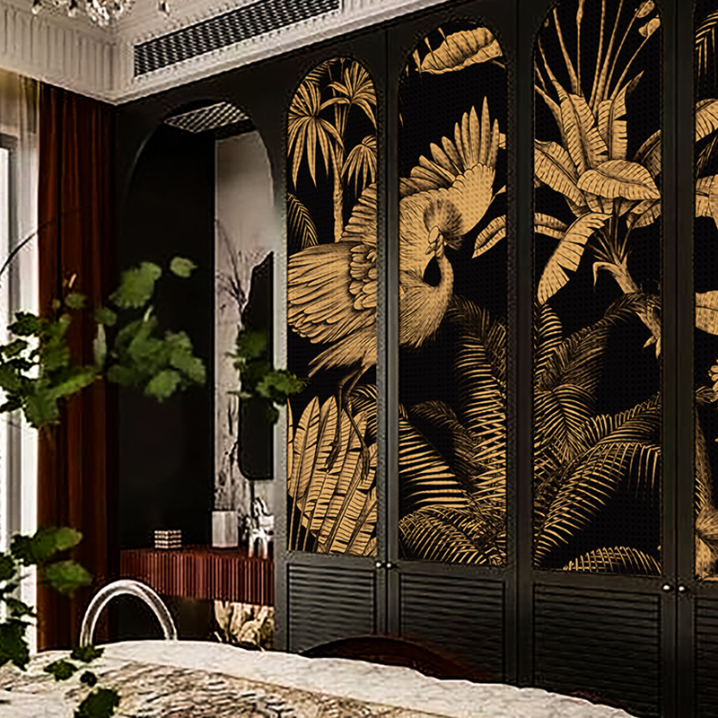 《丛林之舞》复古轻奢丛林自粘墙贴卧室背景墙R壁纸屏风改造贴纸