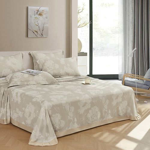 提花竹纤维凉席三件套可机洗水洗夏季凉爽床单双R人折叠空调凉席