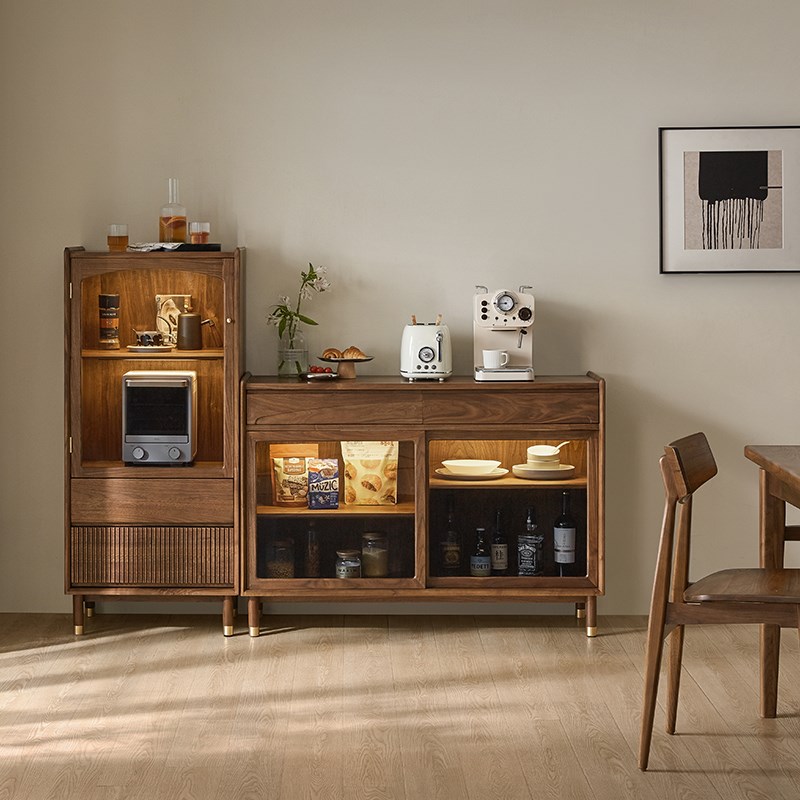 留意北欧实木餐边柜日式简v约客餐厅多功能家用储物收纳柜酒柜斗