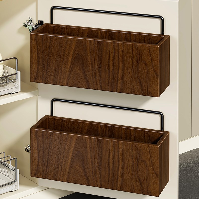 实木保鲜膜架厨房纸巾架橱柜挂架收纳架家用免P打孔柜门内侧置物