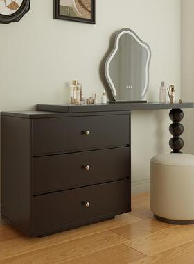 式复古梳妆台斗柜一实AAC木小户型卧室主黑色化体妆桌床头柜法组