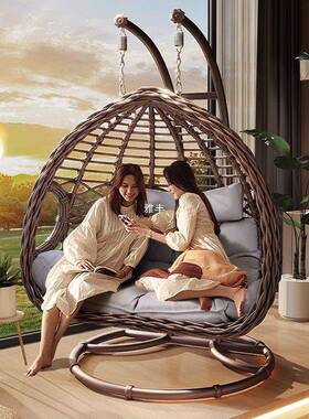 户外吊篮DUX藤椅秋千庭阳院双人吊椅家用台室内网吊红鸟巢床椅摇
