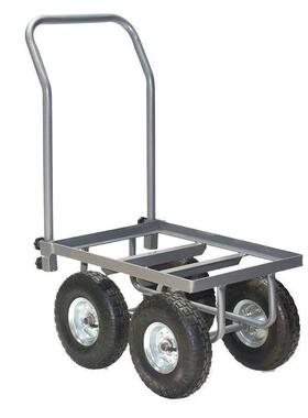 五手金工具推车拉货平小板车HTL4轮推车塑料筐10英车寸充气省力大