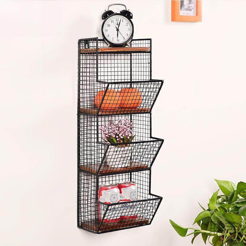 櫜实木板墙上书架置物架复古墙壁15V铁艺层架6G一字隔板创意壁挂