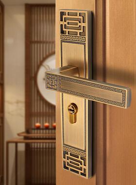 静新间GUV中式室内门锁家用通用型卧室房门锁实木门锁子把音手古