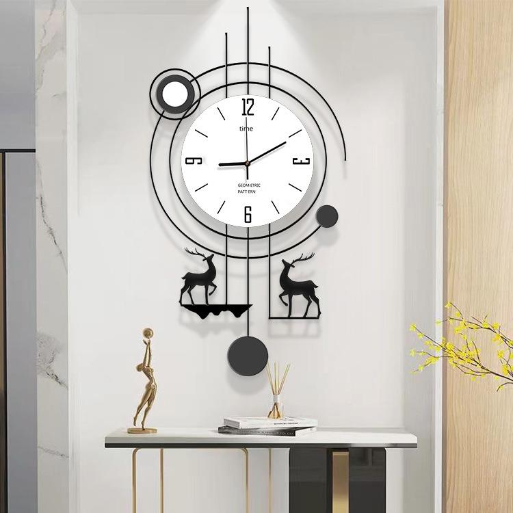 客体厅钟创挂钟餐厅简约现代免打lwb-0318孔静音大立意气挂墙时壁