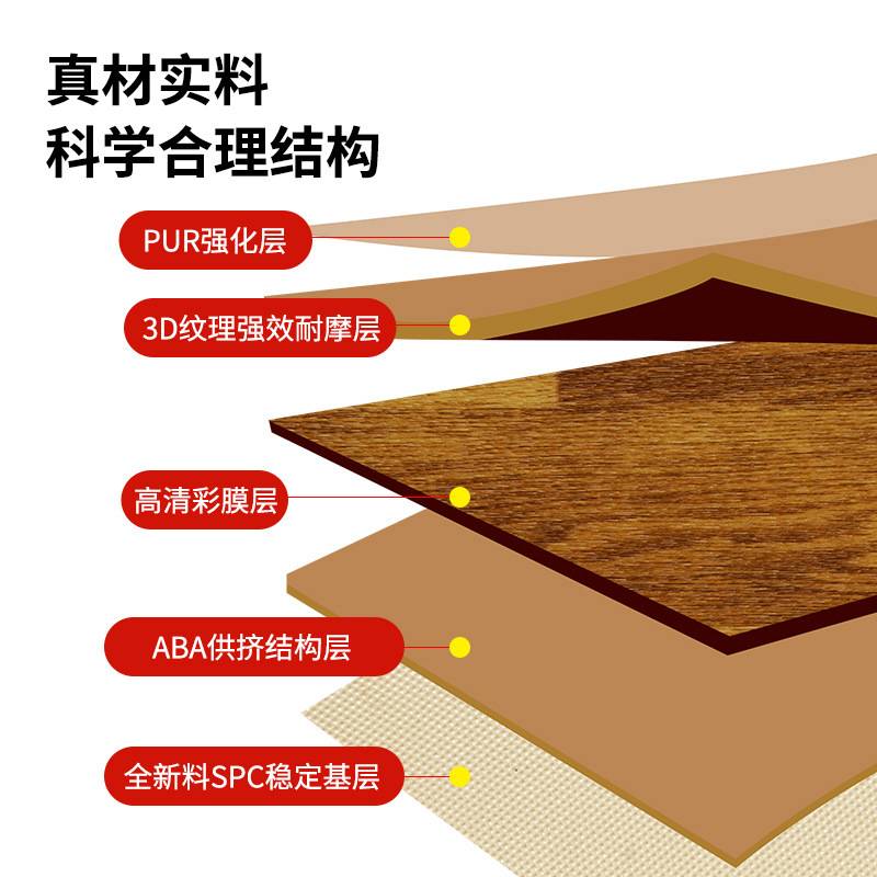 4mm厚SPC锁扣地板木纹石纹办公酒店工程装修卡扣式石塑地板