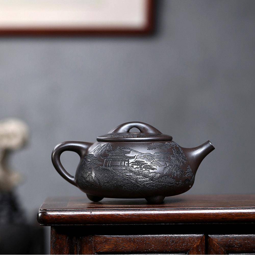 宜兴紫砂壶用原矿石泥料卧虎大量石瓢茶壶家黄茶具密UFH容文