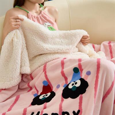 毛巾绣层毯p457sNAk毛毯学午睡毯子毯沙发宿舍卧室绒毯生午休双四