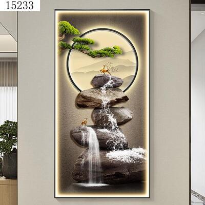 石来转玄关LED灯运带装饰画入户门口画招挂财寓意壁画好无品牌/新