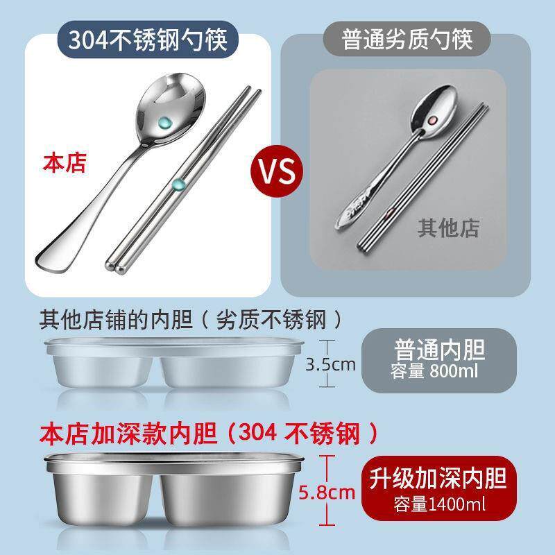 86M0304不钢专分格饭盒一体儿童小无品牌/学生用保温防餐盒摔防漏