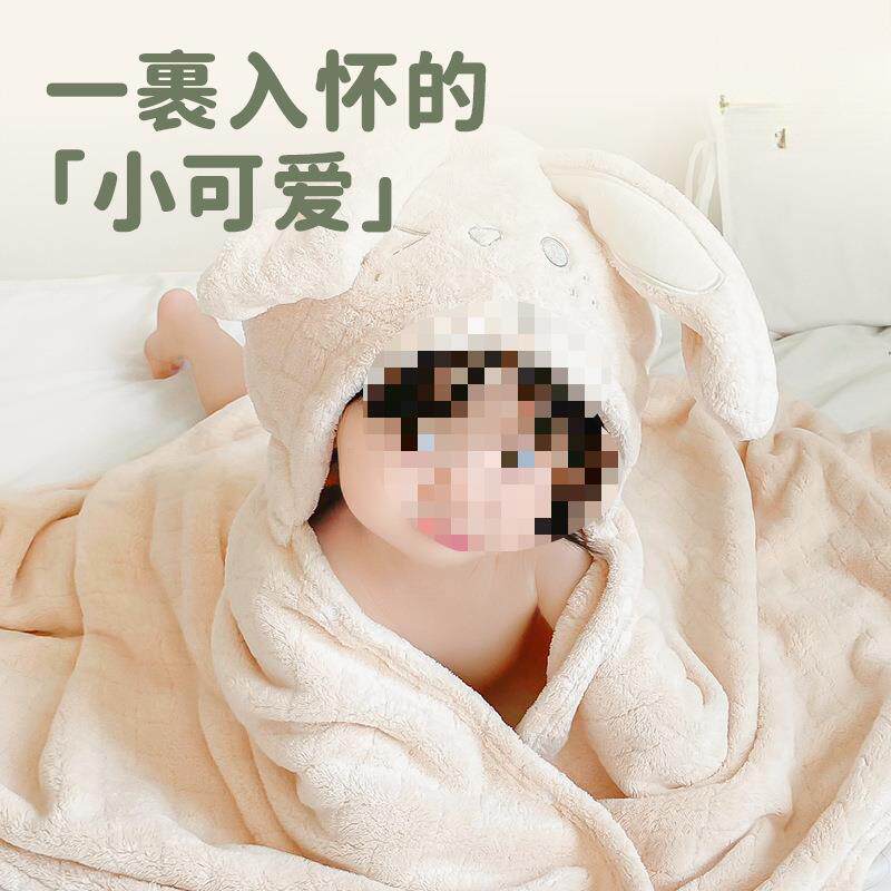 儿童巾浴巾斗绒篷珊瑚加厚吸水速干裹GPW宝超软带帽宝浴袍柔软吸