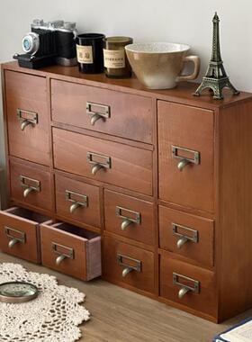 zakka木质抽屉式简收纳柜易三客层四层小型桌整理厨房厅面AL80232