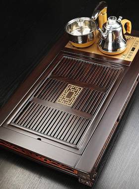 三合一电磁炉鸡翅木功夫实木茶盘实茶祥云木茶套装道茶01245配具