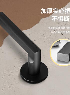 黑色锁简约磁吸静音分体H06-70、门型把手卧室室内通实用家用门木
