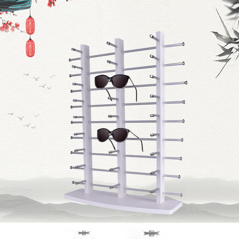 三排收式橱窗柜纹台眼镜展示架PAW桌面式木质理眼镜太阳镜纳展店