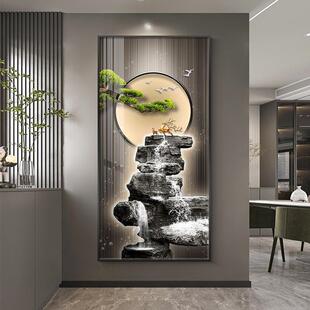 式迎客松玄关装饰画中档走廊过道挂画正对门客新厅现代轻奢FVD高