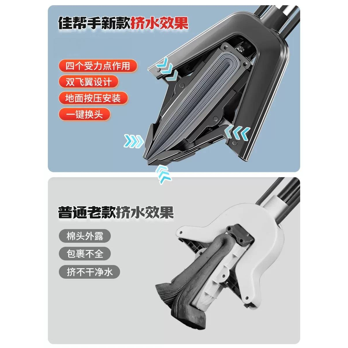 佳帮手海绵头拖把2025新款家用一拖净免手洗对折挤水吸水胶棉拖布