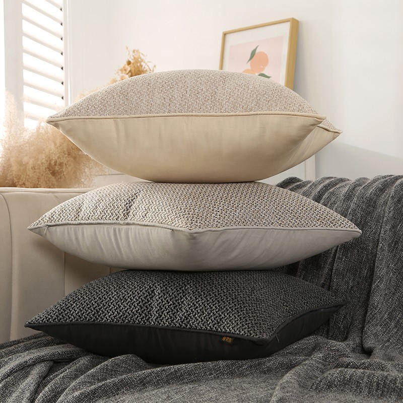 北欧简约棉麻沙发抱枕亚麻客厅牀上轻奢大靠枕Q靠垫套不含芯可定