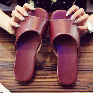 居家皮面夏季皮拖鞋室内q家居地板凉拖鞋男女试衣间办公室logo定