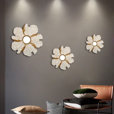 墙面壁饰挂d件花朵壁挂客厅背景墙镜紫荆花墙上饰品挂饰墙壁装饰