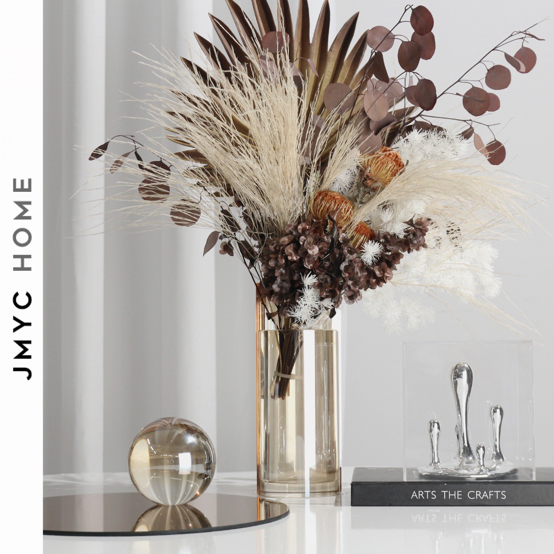 轻奢家居软装客厅餐桌水晶插D花器样板房间花瓶高级摆件