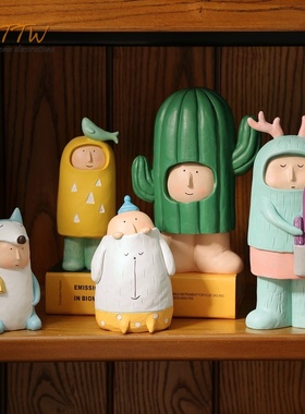 日系治愈风可爱萌趣m幸公仔玩偶糖豆人不生气桌面卧室树脂小摆件