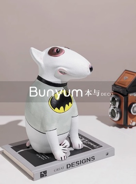 极简卡通a牛头梗摆件创意雕塑动物狗饰品样板间儿童房客厅软装