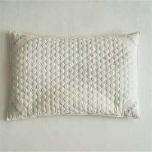 2024新款有鱼棉麻苦荞麦枕日式简约A款枕头枕芯 48x74cm绗缝刺绣