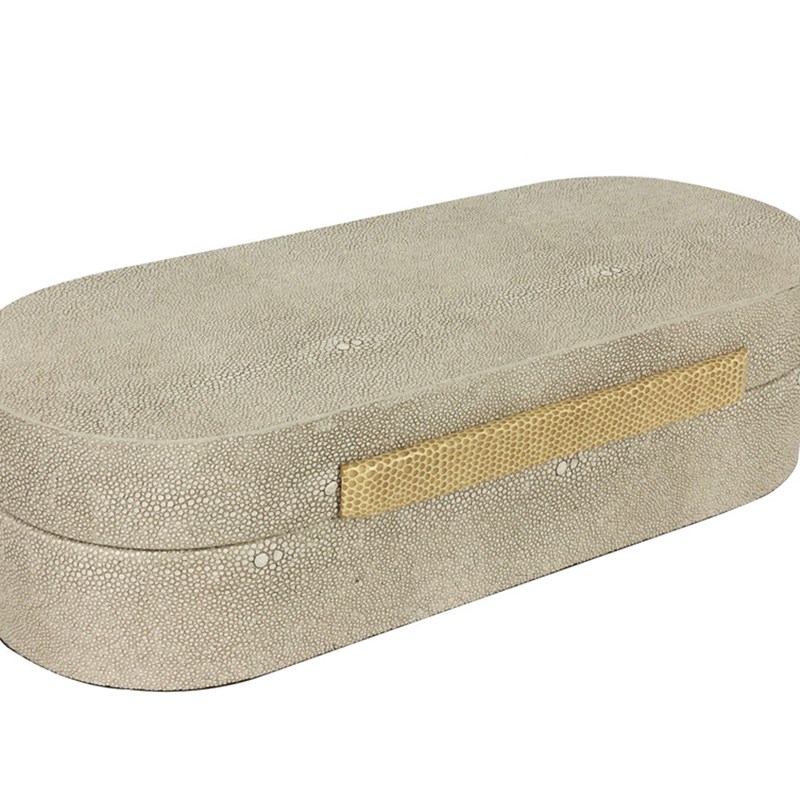 新中式家居样板间售楼处收纳简约轻奢浅灰竹节纹一字棍椭圆首饰盒