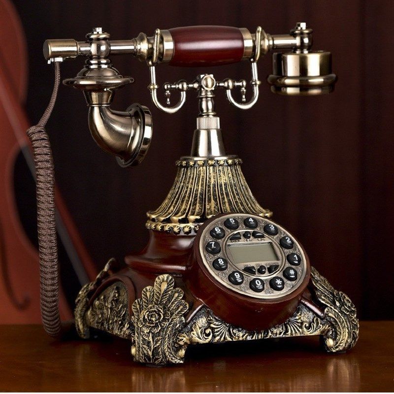 创意美式复古电话机座机欧式仿古电话机老式古董插线按键家用电话