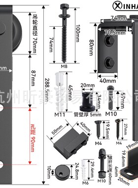 美式谷仓门吊轨经典款双轨bypass双门前后移门双轨道套件双层轨道