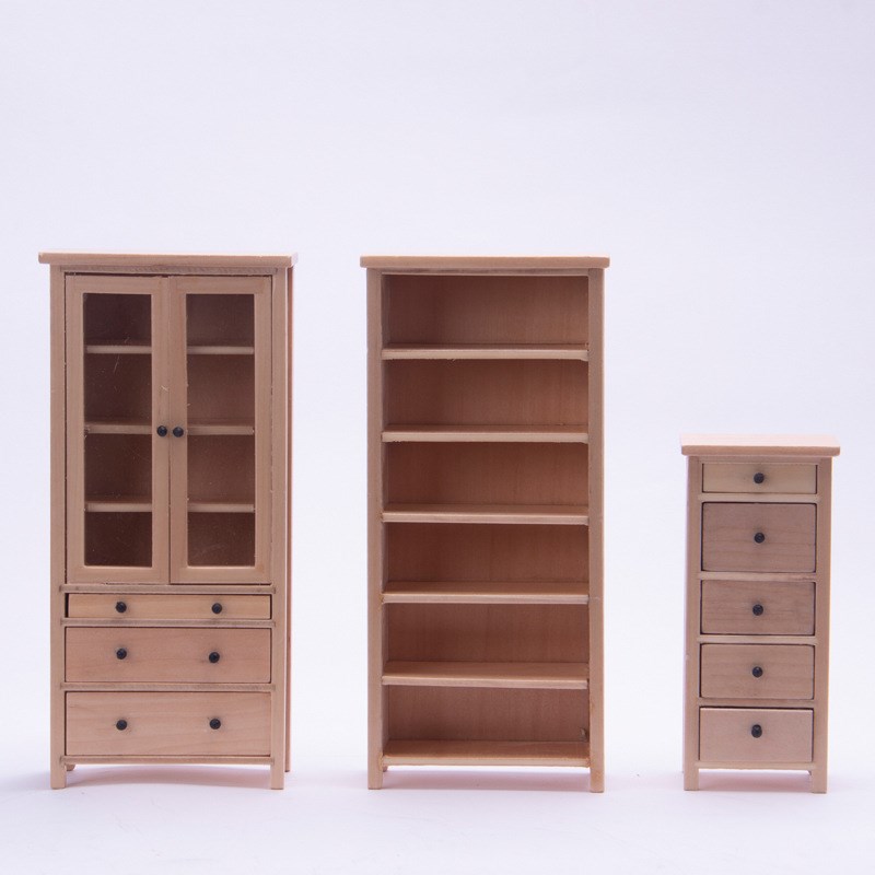 10分12分0b11娃屋配件书房客厅书柜置物架储物柜斗柜微缩模型