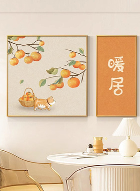 新中式暖居餐厅装l饰画奶油风饭厅歺厅厨房背景墙挂画大气新款壁