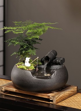 招财流水摆e件循环水客厅茶几办公室桌面水景喷泉装饰乔迁开业礼