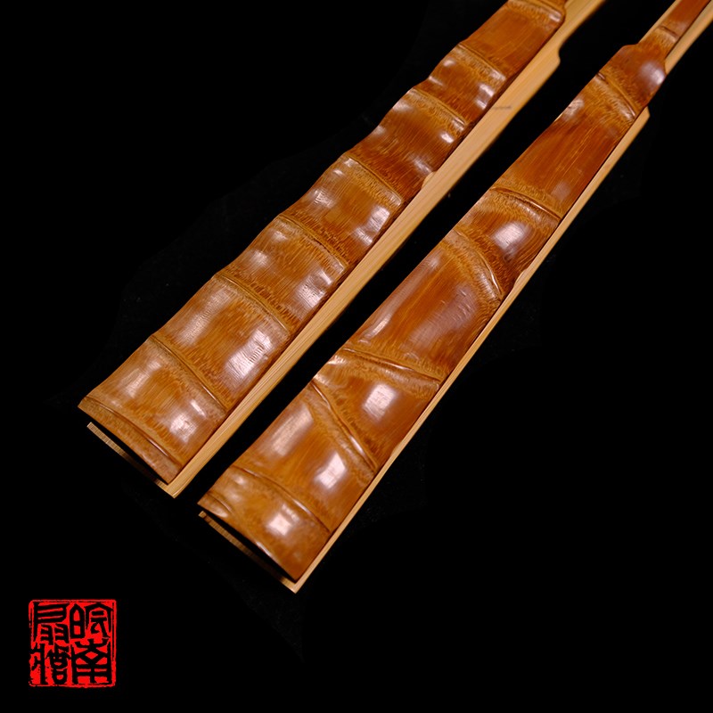 皖南扇庄8.5寸13方罗汉竹铲子折扇去皮留节文玩折扇骨佛肚竹扇子