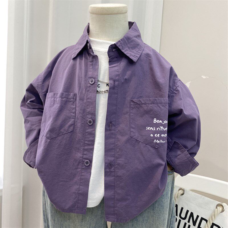 儿童长袖开衫男童衬衫春秋款2024新款薄款外套韩版男孩休闲中童潮