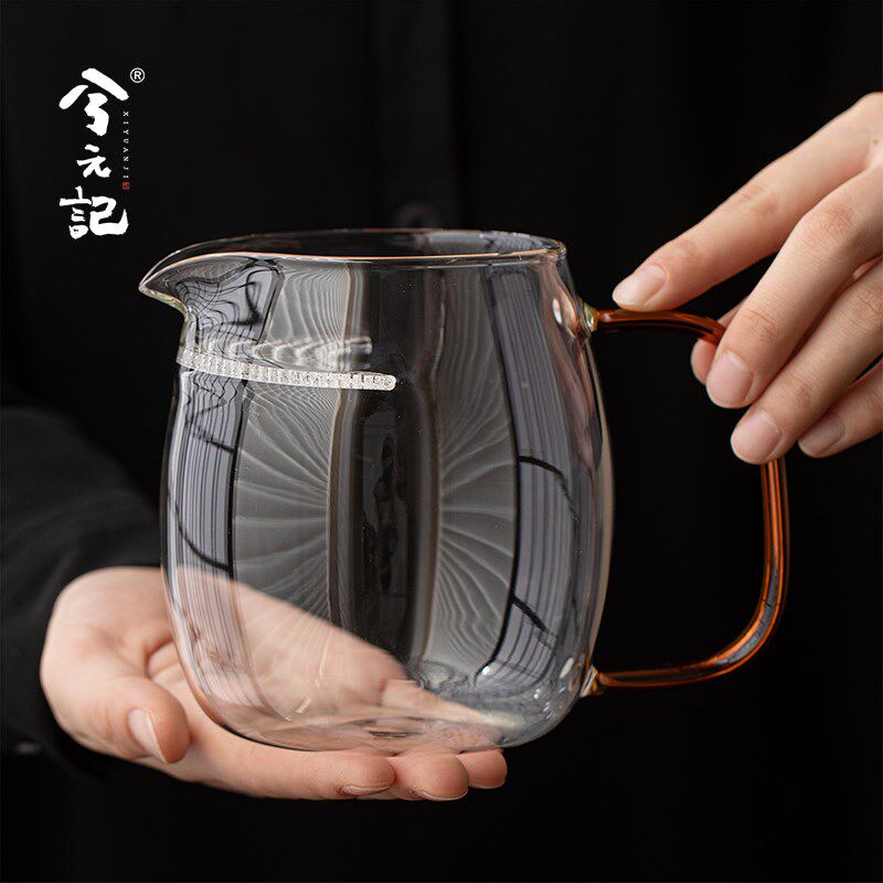兮元记玻璃月g牙公道杯绿茶公杯大容量茶海过滤分茶器耐高温煮茶图片