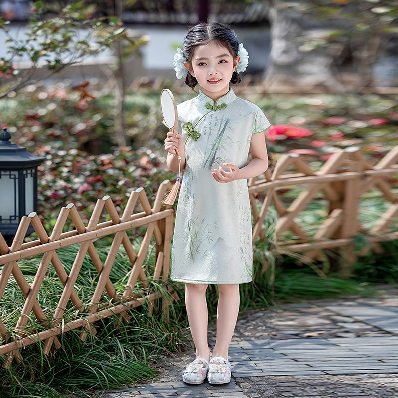 新中式儿童旗袍女童国风夏季宝宝民国风裙子小女孩古风连衣裙汉服