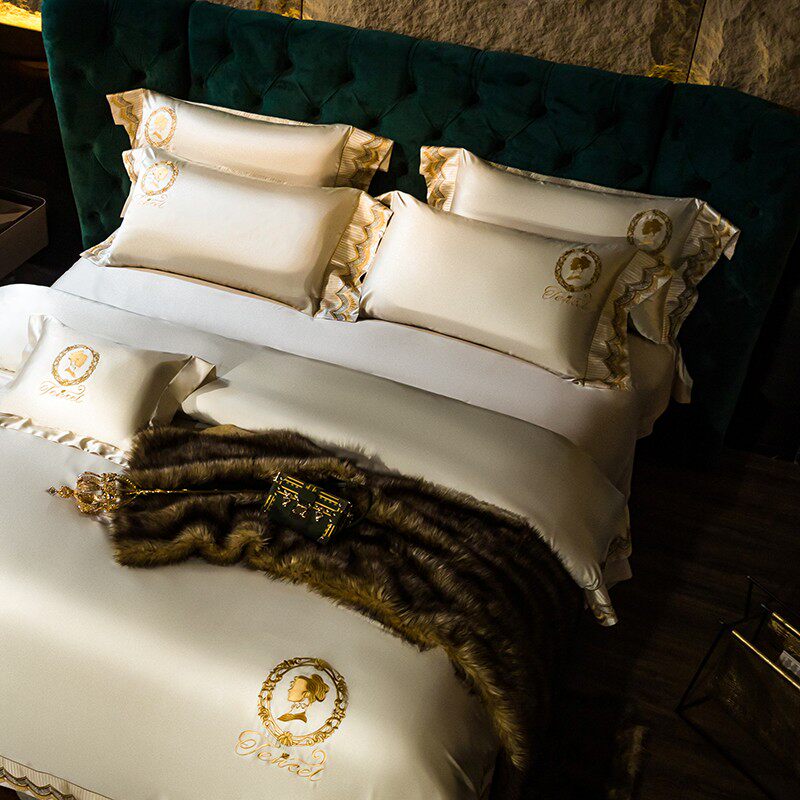 欧式全棉150支长绒棉四件套高档酒店纯色简约轻奢床笠1.8床上用品