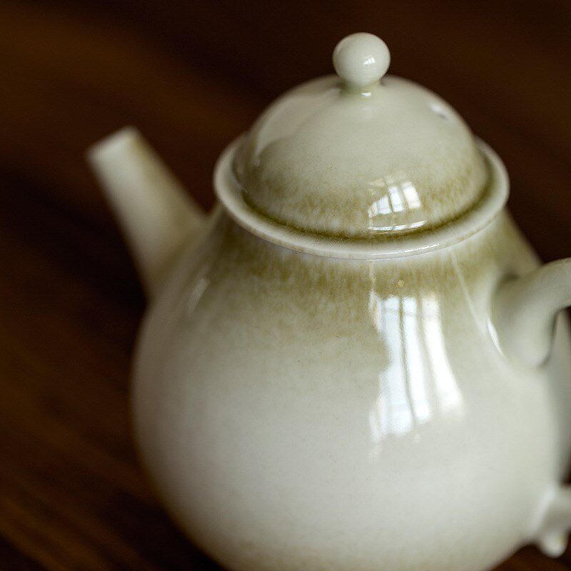 手工薄胎草木灰釉泡茶s壶陶瓷带过滤单壶青灰釉功夫茶具小茶壶