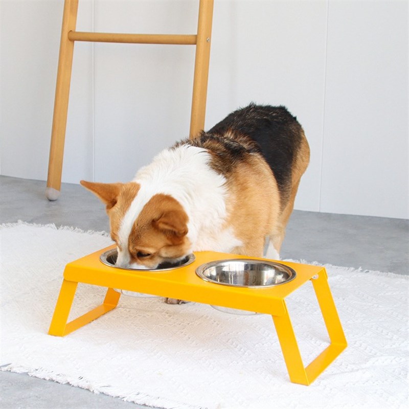 铁艺双盆不锈钢狗食架狗盆u狗碗猫碗宠物双碗支架狗食盆金毛大型
