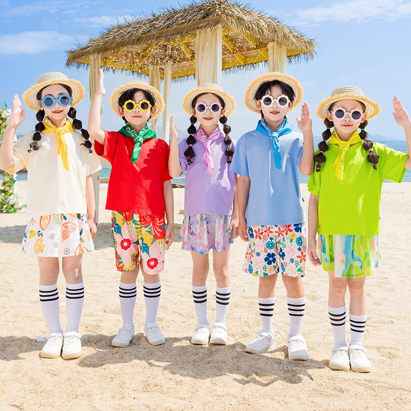 2025夏季幼儿园园服小学生校服班服运动会表演服T恤彩色套装合唱