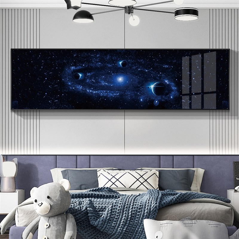 炫酷宇宙太空星球装饰p画主题酒店客房挂画卧室床头房间有框壁画