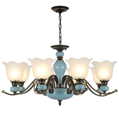 美式陶瓷吊灯田园客厅卧室餐厅大厅家用创意铁艺欧式艺术灯具