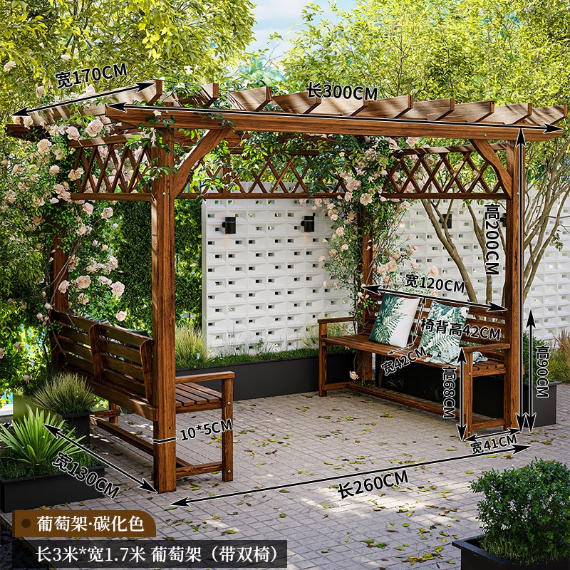 庭院造景葡萄架防腐木凉亭户外爬藤架别墅大型简易实木长廊花架