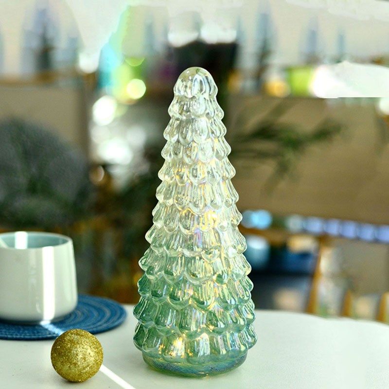 彩色透明玻璃花瓶圣诞树造型花器摆件客厅家居装饰桌面水培花瓶